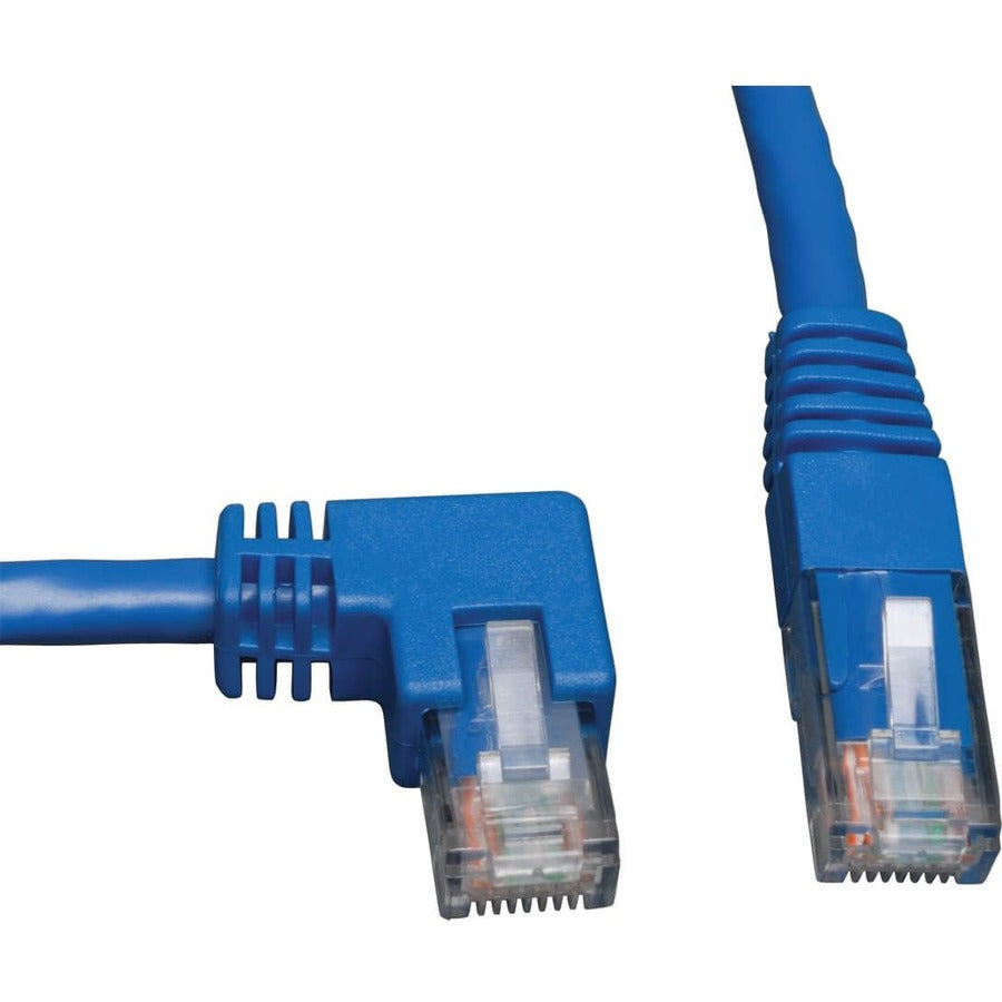 Tripp Lite 3ft Cat6 Gigabit Molded Patch Cable RJ45 Left Angle to Straight M/M Blue 3' - Category 6 for Network Device - 3ft - 1 x RJ-45 Male Network - 1 x RJ-45 Male Network - Blue - N204-003-BL-LA - eCommerce Business Prime