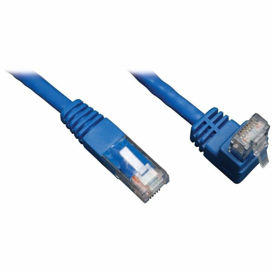 Tripp Lite 3ft Cat6 Gigabit Molded Patch Cable RJ45 Right Angle Up to Straight M/M Blue 3' - Category 6 for Network Device - 3ft - 1 x RJ-45 Male Network - 1 x RJ-45 Male Network - Blue - N204-003-BL-UP - eCommerce Business Prime