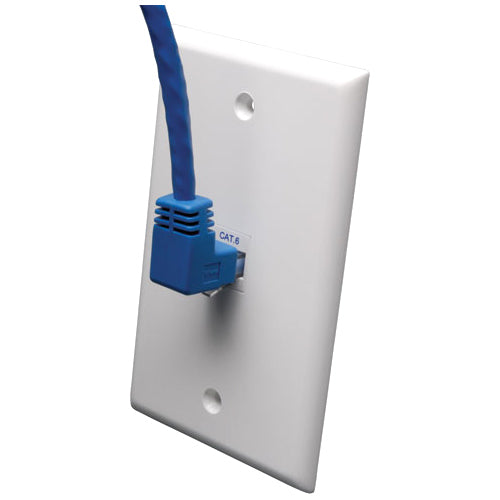 Tripp Lite 10ft Cat6 Gigabit Molded Patch Cable RJ45 Right Angle Up to Straight M/M Blue 10' - Category 6 for Network Device - 10ft - 1 x RJ-45 Male Network - 1 x RJ-45 Male Network - Blue - N204-010-BL-UP - eCommerce Business Prime