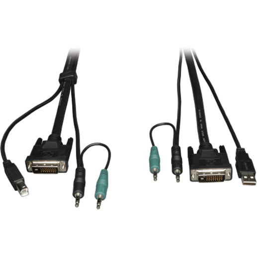 Tripp Lite KVM Switch Cable Kit 10ft for B002-DUA2 / B002-DUA4 Secure 10' - for KVM Switch, Speaker, Microphone, Audio/Video Device, Keyboard, Mouse, Monitor - 10 ft - 1 x DVI-D Male Digital Video, 1 ...  - P759-010 - eCommerce Business Prime