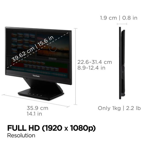 Viewsonic VP Series VP16-OLED computer monitor 40.6 cm (16") 1920 x 1080 pixels Full HD Touchscreen Black - eCommerce Business Prime