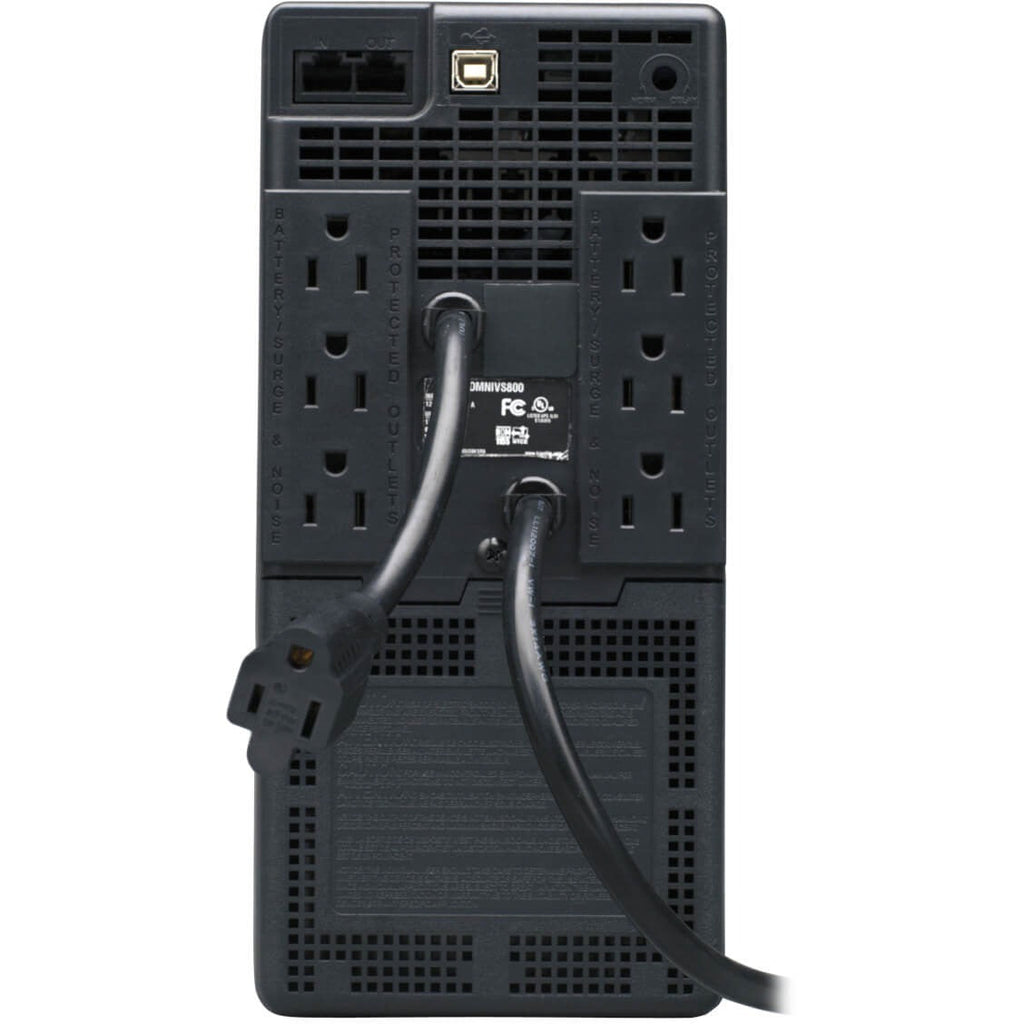Tripp Lite UPS 800VA 475W Battery Back Up Tower AVR 120V USB RJ11 RJ45 - Tower - 4 Hour Recharge - 3.50 Minute Stand-by - 110 V AC Input - 120 V AC Output - 6 x NEMA 5-15R, 1 x NEMA 5-15R - OMNIVS800 - eCommerce Business Prime