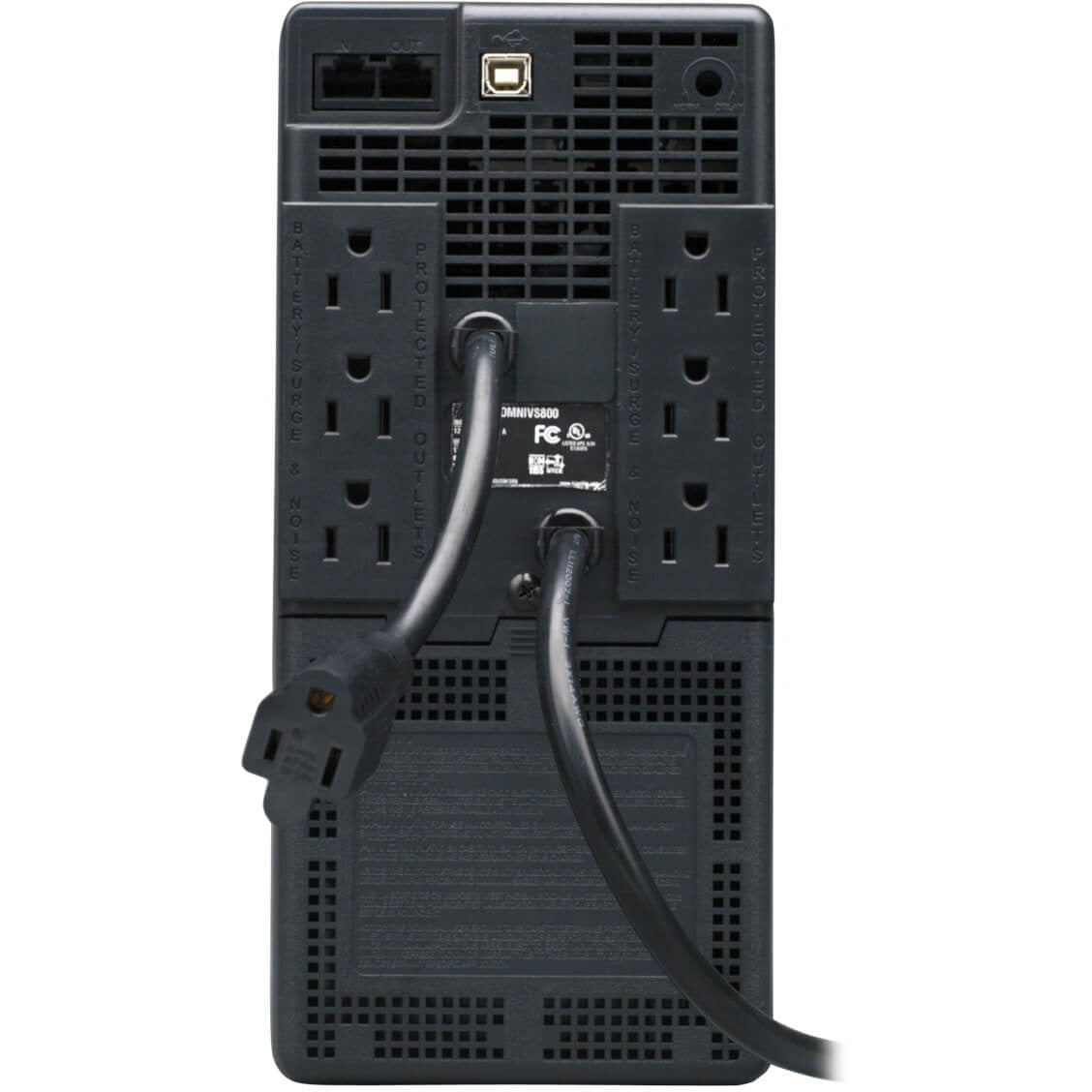 Tripp Lite UPS 800VA 475W Battery Back Up Tower AVR 120V USB RJ11 RJ45 - Tower - 4 Hour Recharge - 3.50 Minute Stand-by - 110 V AC Input - 120 V AC Output - 6 x NEMA 5-15R, 1 x NEMA 5-15R - OMNIVS800 - eCommerce Business Prime