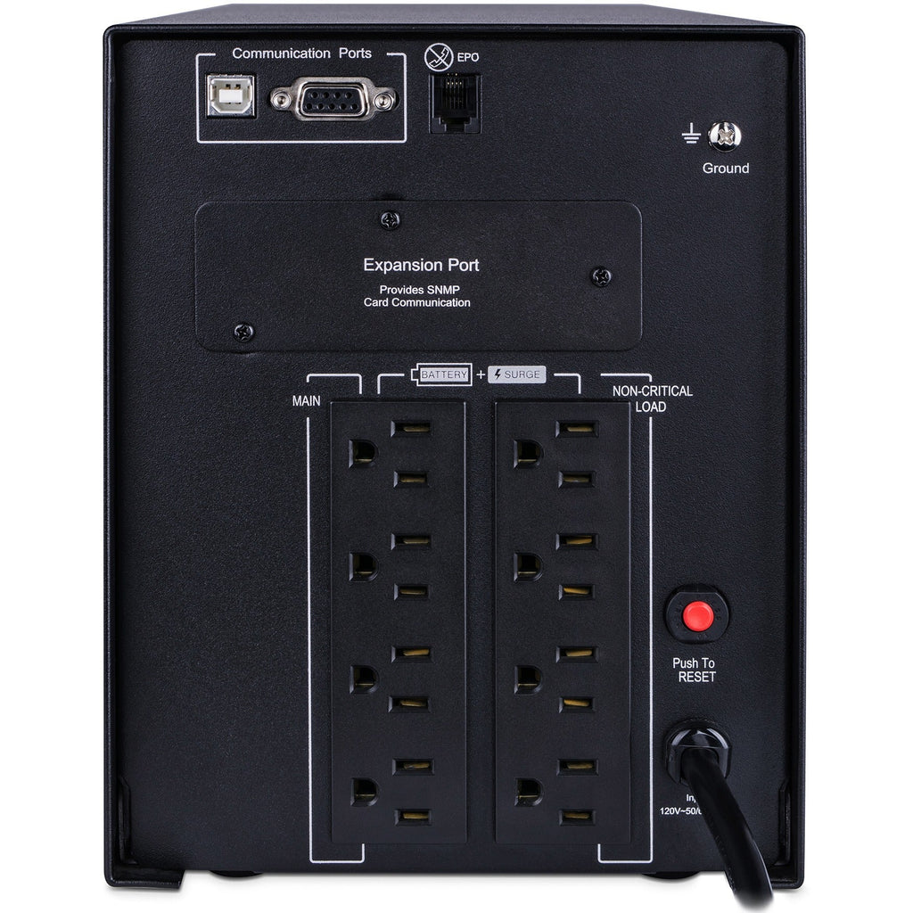CyberPower PR1000LCD Smart App Sinewave UPS Systems - 1000VA/1000W, 120 VAC, NEMA 5-15P, Mini-Tower, Sine Wave, 8 Outlets, LCD, PowerPanel&reg; Business, $375000 CEG, 3YR Warranty - PR1000LCD - eCommerce Business Prime
