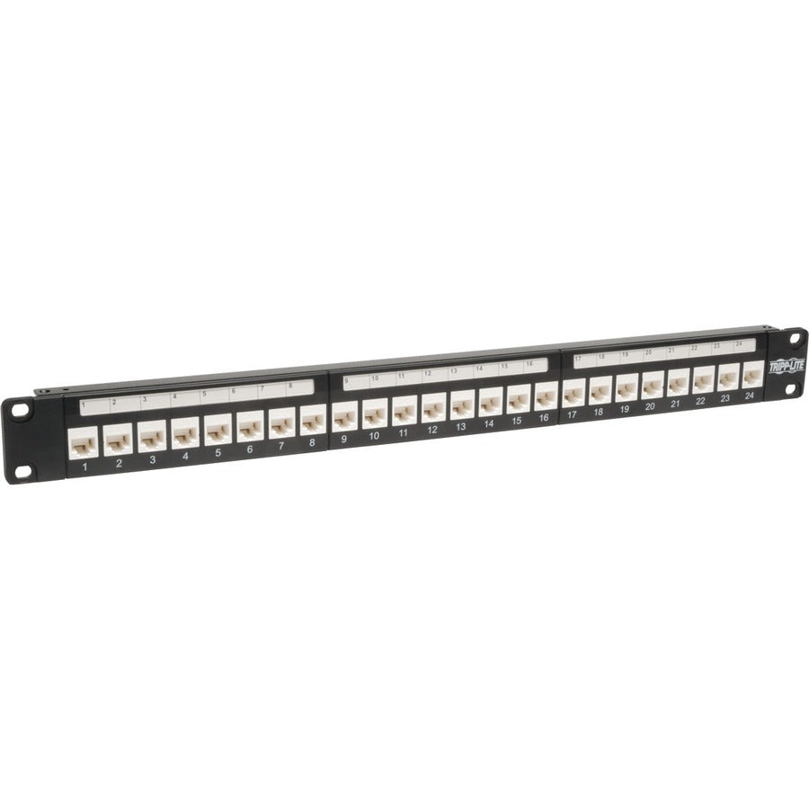 Tripp Lite 24-Port Cat6 Cat5e Patch Panel Low Profile Feed Through Rackmount RJ45 1U TAA - 24 x RJ-45 - N250-024-LP - eCommerce Business Prime