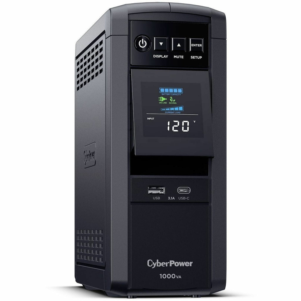CyberPower CP1000PFCLCDTAA TAA Compliant Intelligent UPS Systems - 1000VA/600W, 120 VAC, NEMA 5-15P, Mini-Tower, Sine Wave, 10 Outlets, LCD, PowerPanel&reg; Personal, $350000 CEG, 3YR Warranty - CP1000PFCLCDTAA