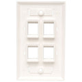 Tripp Lite Quad Outlet RJ45 Universal Keystone Face Plate / Wall Plate, White, 4-Port - 4 x Socket(s) - 1-gang - White - TAA Compliant - N042-001-04-WH - eCommerce Business Prime