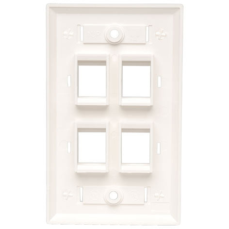 Tripp Lite Quad Outlet RJ45 Universal Keystone Face Plate / Wall Plate, White, 4-Port - 4 x Socket(s) - 1-gang - White - TAA Compliant - N042-001-04-WH - eCommerce Business Prime