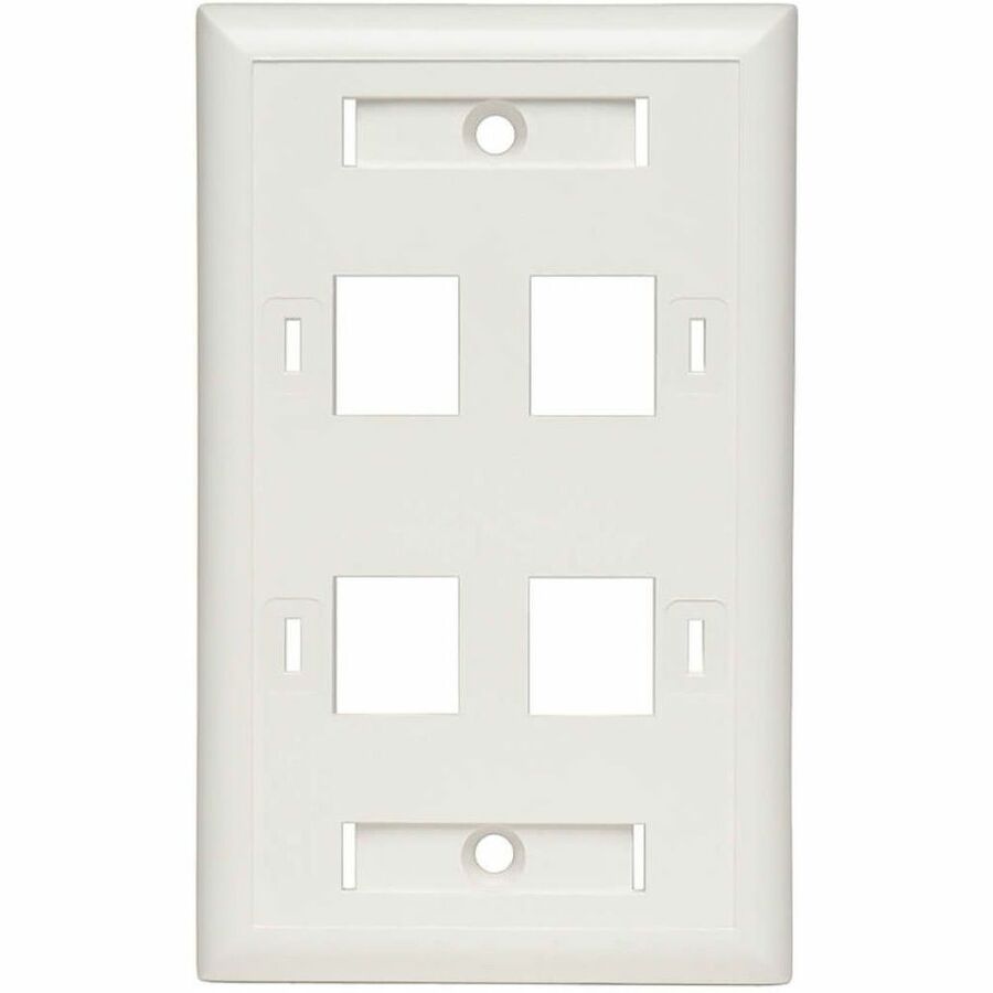 Tripp Lite Quad Outlet RJ45 Universal Keystone Face Plate / Wall Plate, White, 4-Port - 4 x Socket(s) - 1-gang - White - TAA Compliant - N042-001-04-WH - eCommerce Business Prime