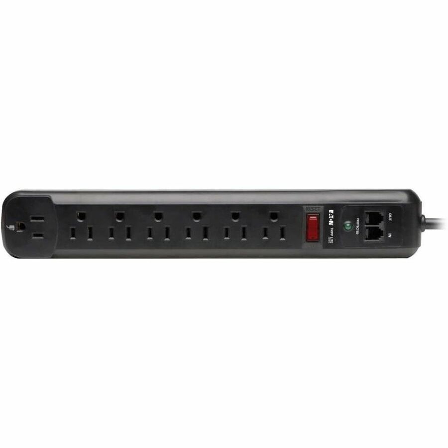 Tripp Lite Surge Protector Power Strip 120V Right Angle 7 Outlet RJ11 Black - 7 x NEMA 5-15R - 1800 VA - 1080 J - 120 V AC Input - TLP76RBTEL - eCommerce Business Prime