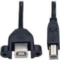 Tripp Lite 1ft Panel Mount USB 2.0 Extension Cable USB B to Panel Mount B Male / Female - (B M to Panel Mount B F) 1-ft. - U025-001-PM - eCommerce Business Prime