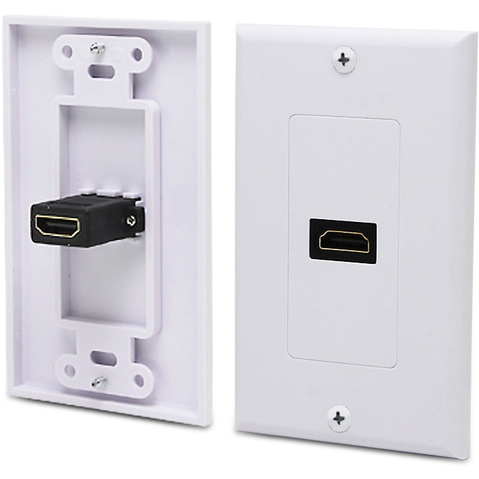 4XEM Single Outlet Female High Speed HDMI Wall Plate with 3D support - White 1Port Single outlet femaleHDMI Wall Plate To Mount To A Single Gang Box - 4XWALLHDMI1 - eCommerce Business Prime