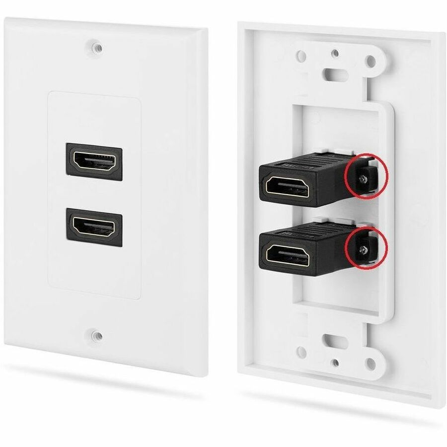 4XEM 2 Port/Outlet Female HDMI Wall Plate (White) - 1-gang - White - 2 x HDMI Port(s) - 4XWALLHDMI2 - eCommerce Business Prime