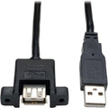 Tripp Lite 6 Inch Panel Mount USB 2.0 Extension Cable USB A to Panel Mount A Male/Female - (A M to panel mount A F) 6-in. - U024-06N-PM - eCommerce Business Prime