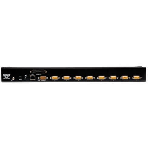 Tripp Lite 8-Port Rackmount KVM Switch w/ Built in IP and On Screen Display 1U - 8 Computer(s) - 1 Local User(s) - 64 Remote User(s) - 2048 x 1536 - 1 x Network (RJ-45) - 1 x USB - Rack-mountable - 1U...  - B022-U08-IP