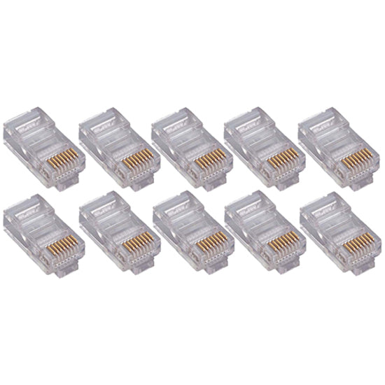 4XEM 50 Pack Cat5E RJ45 Modular Ethernet Plugs for Stranded or Solid CAT5E Cable - 50 Pack Modular RJ45 Ethernet ends for Cat5E stranded or solid CAT5E cable - 1 x RJ-45 Male - Gold-plated Contacts - 4X50PKC5E - eCommerce Business Prime