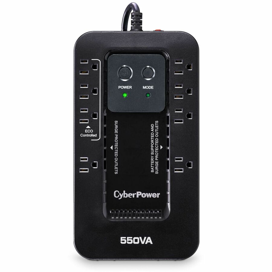 CyberPower EC550G Ecologic UPS Systems - 550VA/330W, 120 VAC, NEMA 5-15P, Compact, 8 Outlets, PowerPanel&reg; Personal, $100000 CEG, 3YR Warranty - EC550G - eCommerce Business Prime