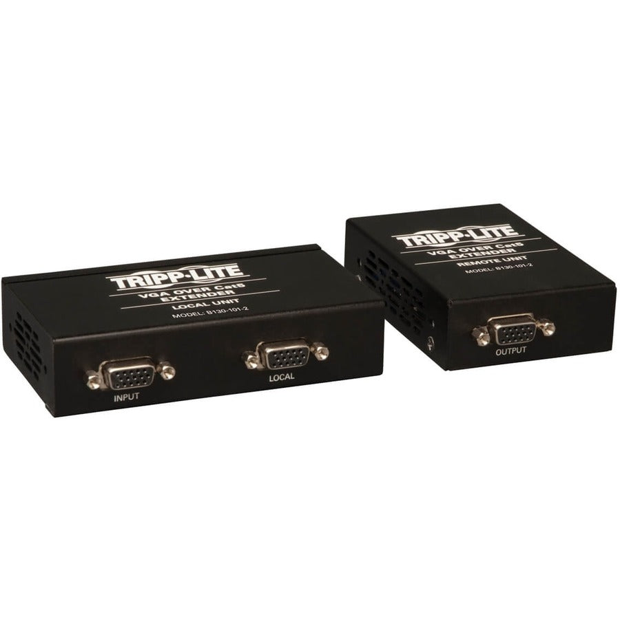 Tripp Lite VGA over Cat5/Cat6 Video Extender Kit Transmitter/Receiver EDID 1000' - 1 Input Device - 2 Output Device - 1000 ft Range - 2 x Network (RJ-45) - 1 x VGA In - 2 x VGA Out - 1920 x 1440 - Twi...  - B130-101-2 - eCommerce Business Prime