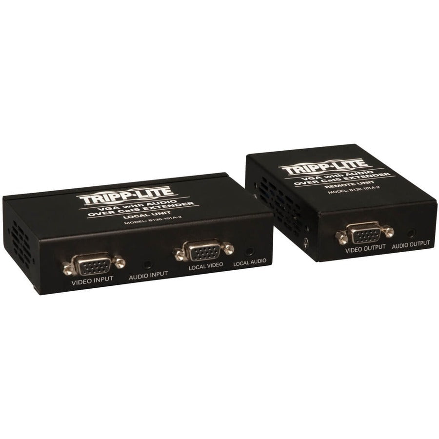 Tripp Lite VGA & Audio over Cat5/Cat6 Video Extender Kit Transmitter Receiver TAA GSA - 1 Input Device - 2 Output Device - 1000 ft Range - 2 x Network (RJ-45) - 1 x VGA In - 2 x VGA Out - 1920 x 1440 ...  - B130-101A-2 - eCommerce Business Prime