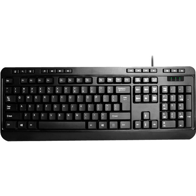 Adesso AKB-132 - Spill-Resistant Multimedia Desktop Keyboard (PS/2) - Cable Connectivity - PS/2 Interface - 104 Key Media Player, Volume Down, Volume Up, Mute, Play/Pause, Previous Track, Next Track, ...  - AKB-132PB - eCommerce Business Prime