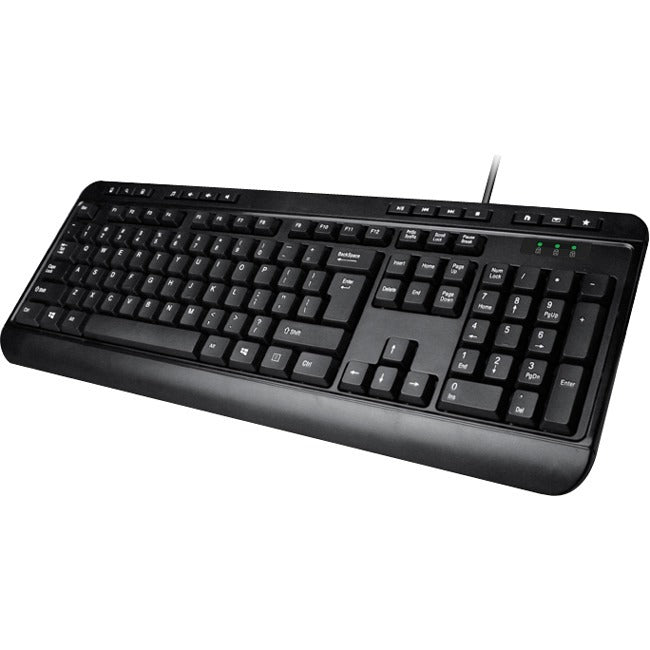Adesso AKB-132 - Spill-Resistant Multimedia Desktop Keyboard (PS/2) - Cable Connectivity - PS/2 Interface - 104 Key Media Player, Volume Down, Volume Up, Mute, Play/Pause, Previous Track, Next Track, ...  - AKB-132PB - eCommerce Business Prime