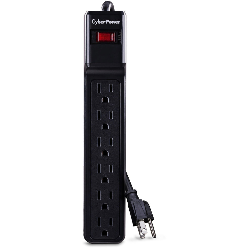 CyberPower CSB6012 Essential 6 - Outlet Surge with 1200 J - Clamping Voltage 800V, 12 ft, NEMA 5-15P, Straight, 15 Amp, EMI/RFI Filtration, Black, Lifetime Warranty - CSB6012 - eCommerce Business Prime
