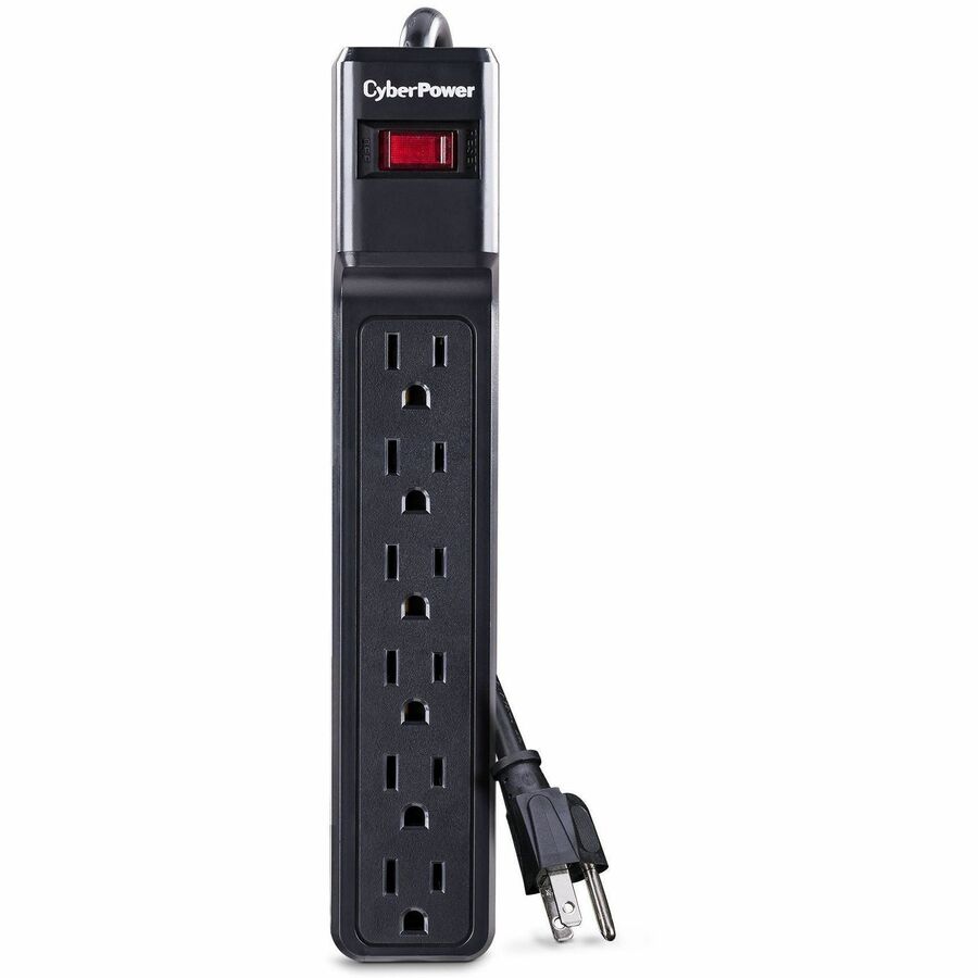 CyberPower CSB6012 Essential 6 - Outlet Surge with 1200 J - Clamping Voltage 800V, 12 ft, NEMA 5-15P, Straight, 15 Amp, EMI/RFI Filtration, Black, Lifetime Warranty - CSB6012 - eCommerce Business Prime