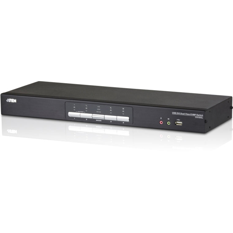 ATEN 4-Port USB DVI Dual View KVMP Switch-TAA Compliant - 4 Computer(s) - 1 Local User(s) - 2560 x 1600 - 1 x Network (RJ-45) - 8 x USB - 10 x DVI - CS1644A - eCommerce Business Prime
