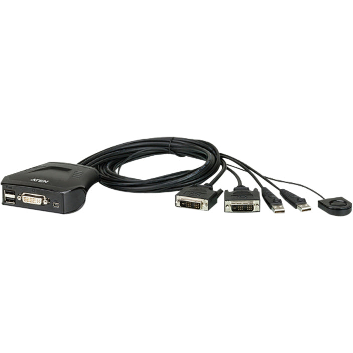 ATEN 2-Port USB DVI KVM Switch - 2 Computer(s) - 1 Local User(s) - 1920 x 1200 - 3 x USB - 1 x DVI - Desktop - CS22D - eCommerce Business Prime