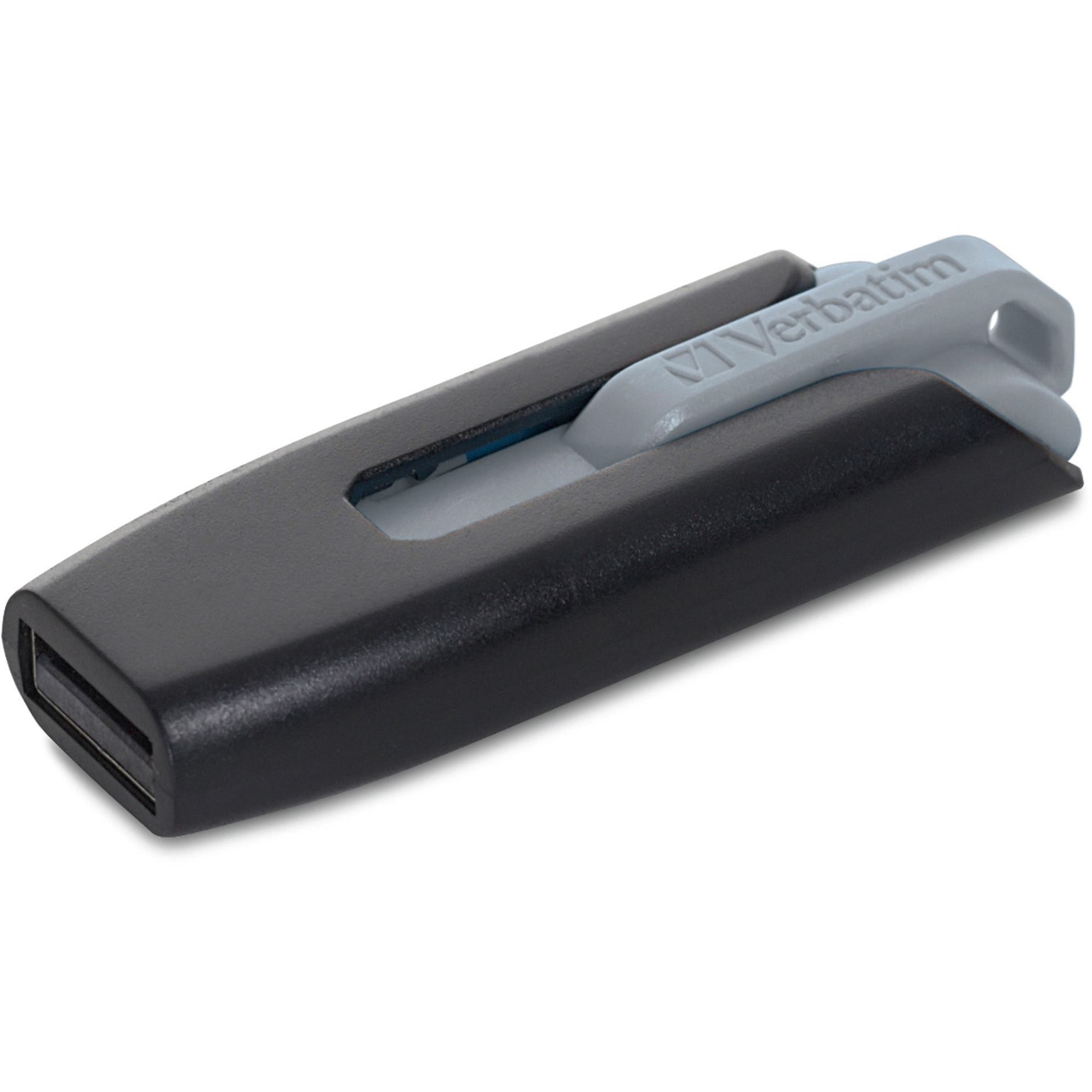 Verbatim Store 'n' Go V3 USB Drive - 128 GB - USB 3.1 (Gen 1) Type A, USB 3.2 (Gen 1) Type A, USB 2.0 - 80 MB/s Read Speed - 25 MB/s Write Speed - Black, Gray - Lifetime Warranty - 1 Each - 49189 - eCommerce Business Prime