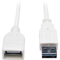Tripp Lite 10ft USB 2.0 High Speed Extension Cable Reversible A to A M/F White - USB - Extension Cable - 10 ft - 1 x Type A Male USB - 1 x Type A Female USB - Gold-plated Contacts, Nickel Plated - Shi...  - UR024-010-WH - eCommerce Business Prime