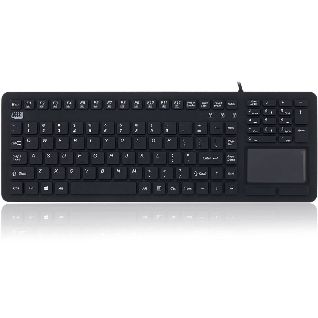 Adesso Antimicrobial Waterproof Touchpad Keyboard - Cable Connectivity - USB Interface - 108 Key Windows Key Hot Key(s) - English (US) - MAC - TouchPad - PC, Mac OS, iOS, Windows - Membrane Keyswitch ...  - AKB-270UB - eCommerce Business Prime