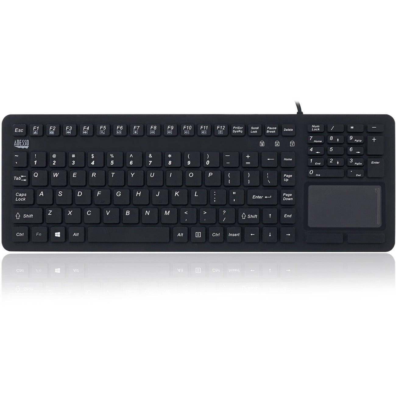Adesso Antimicrobial Waterproof Touchpad Keyboard - Cable Connectivity - USB Interface - 108 Key Windows Key Hot Key(s) - English (US) - MAC - TouchPad - PC, Mac OS, iOS, Windows - Membrane Keyswitch ...  - AKB-270UB - eCommerce Business Prime