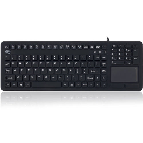 Adesso Antimicrobial Waterproof Touchpad Keyboard - Cable Connectivity - USB Interface - 108 Key Windows Key Hot Key(s) - English (US) - MAC - TouchPad - PC, Mac OS, iOS, Windows - Membrane Keyswitch ...  - AKB-270UB - eCommerce Business Prime