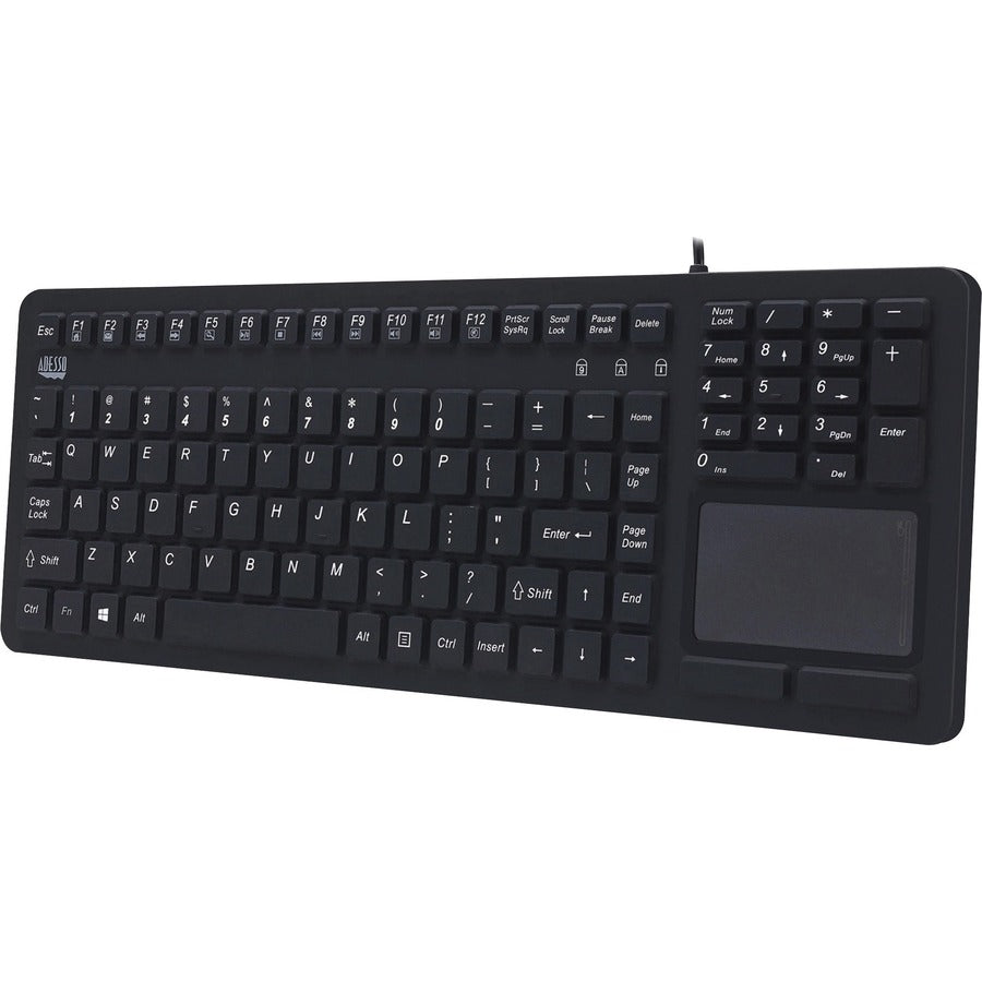 Adesso Antimicrobial Waterproof Touchpad Keyboard - Cable Connectivity - USB Interface - 108 Key Windows Key Hot Key(s) - English (US) - MAC - TouchPad - PC, Mac OS, iOS, Windows - Membrane Keyswitch ...  - AKB-270UB - eCommerce Business Prime