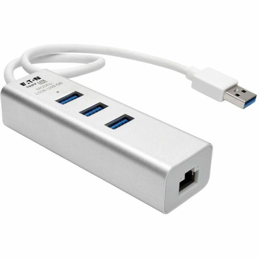 Tripp Lite USB 3.0 SuperSpeed to Gigabit Ethernet NIC Network Adapter w/ 3 Port USB Hub - USB 3.0 - 1 Port(s) - 1 x Network (RJ-45) - Twisted Pair - U336-U03-GB - eCommerce Business Prime