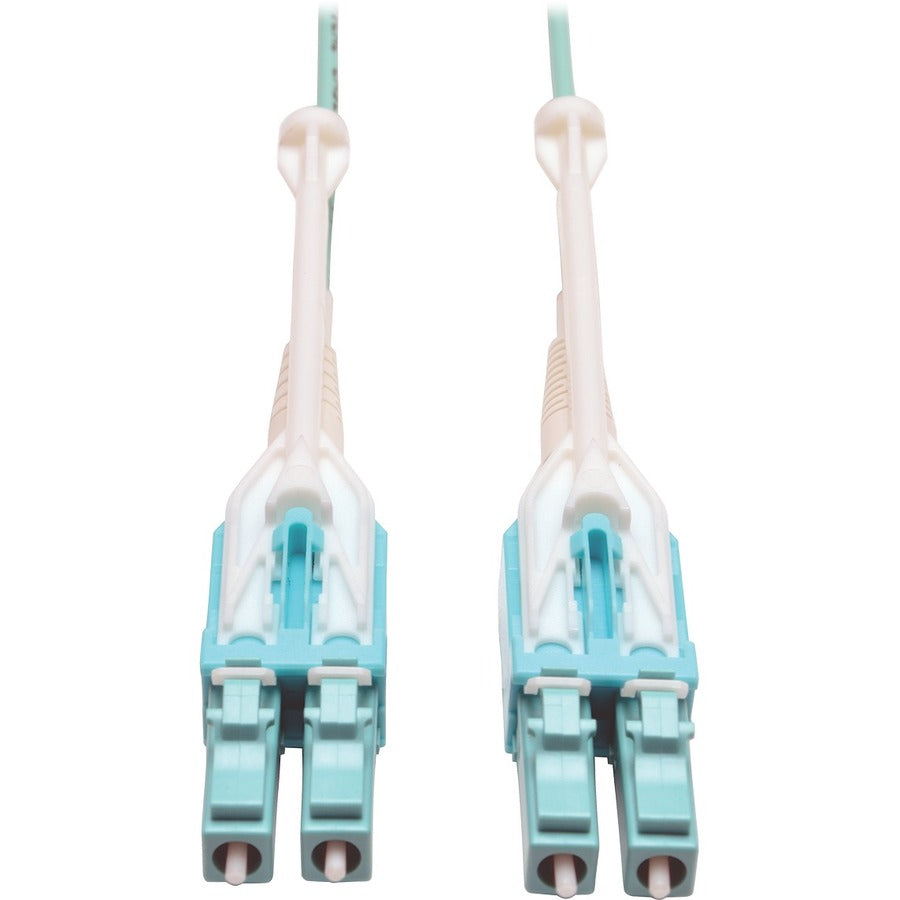 Tripp Lite 2M 10Gb 50/125 OM3 Fiber Cable Push / Pull Tabs LC/LC Aqua 6ft - Fiber Optic for Network Device - 6 ft - 2 x LC Male Network - 2 x LC Male Network - Aqua - N820-02M-T - eCommerce Business Prime