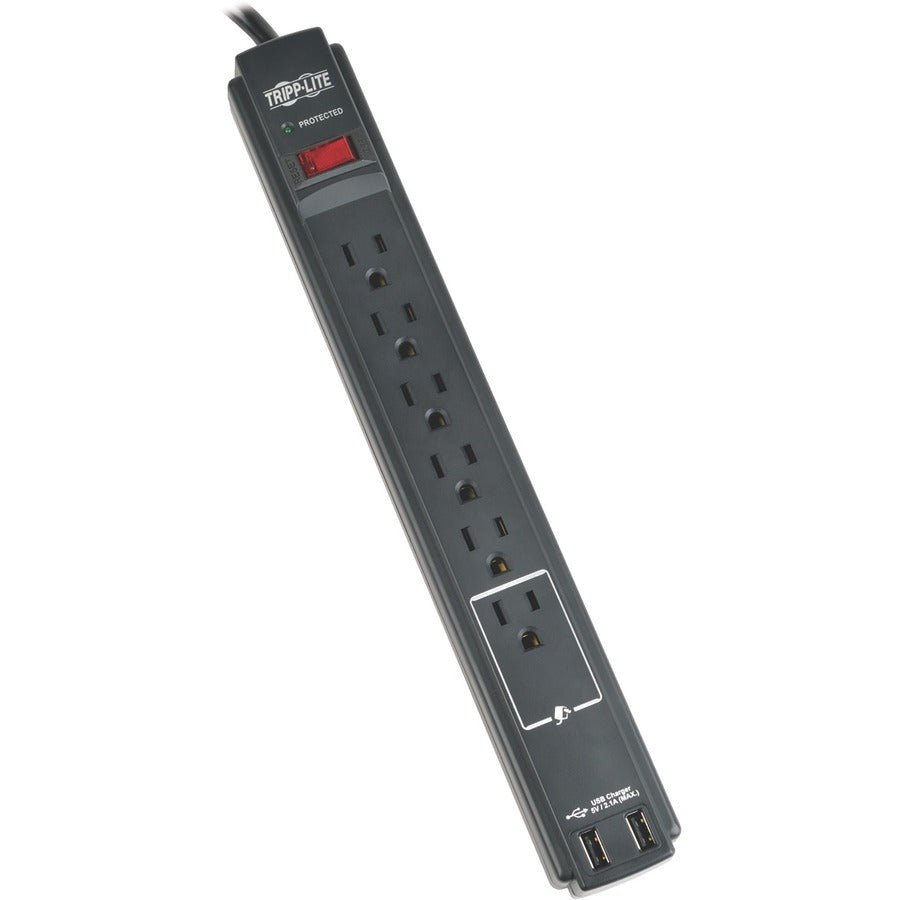 Tripp Lite Surge Protector Power Strip 120V USB 6 Outlet 6' Cord 990 Joule TAA - 6 x NEMA 5-15R - 1875 VA - 990 J - 120 V AC Input - 5 V DC Output - TAA Compliant - TLP606USBBTAA - eCommerce Business Prime