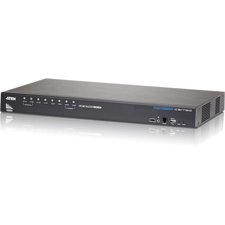 ATEN 8-Port USB HDMI KVM Switch-TAA Compliant - 8 Computer(s) - 1 Local User(s) - 1920 x 1200 - 1 x Network (RJ-45) - 12 x USB - 9 x HDMI - Rack-mountable - CS1798 - eCommerce Business Prime
