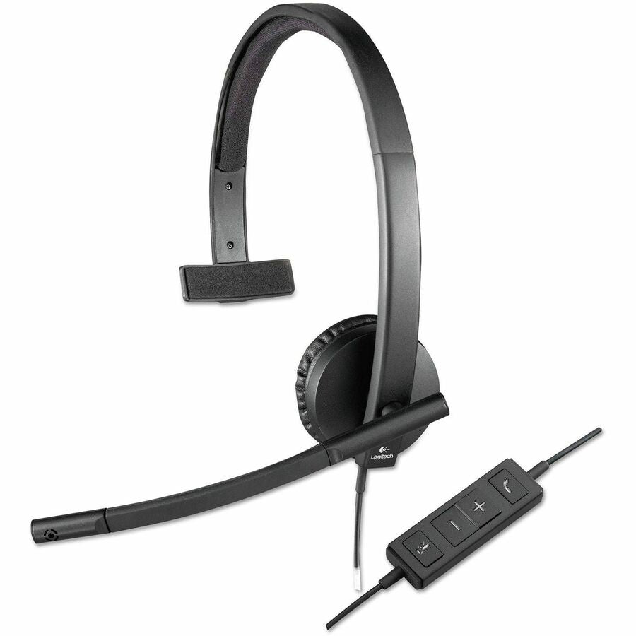 Logitech USB Headset Mono H570e - Mono - USB - Wired - 31.50 Hz - 20 kHz - Over-the-head - Monaural - Supra-aural - Noise Cancelling, Electret Microphone - 981-000570 - eCommerce Business Prime