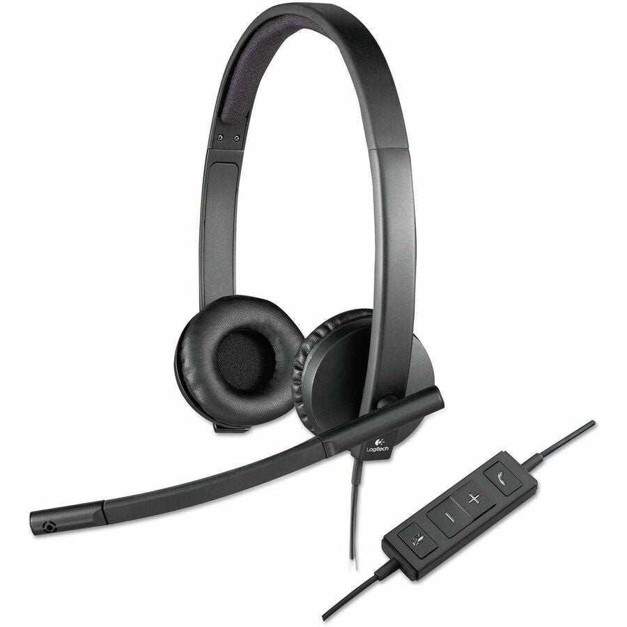 Logitech USB Headset Stereo H570e - Stereo - USB - Wired - 31.50 Hz - 20 kHz - Over-the-head - Binaural - Supra-aural - Noise Cancelling, Electret Microphone - Black - 981-000574 - eCommerce Business Prime