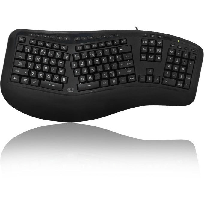 Adesso Color Illuminated Ergonomic Keyboard - Cable Connectivity - USB Interface - 105 Key Media Player, Internet, Multimedia, Play/Pause, Stop, Previous Track, Next Track, Volume Down, Volume Up, Mut...  - AKB-150EB - eCommerce Business Prime
