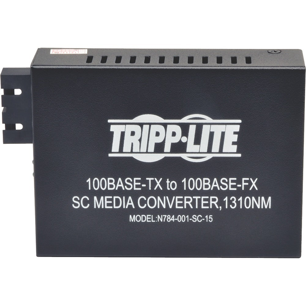 Tripp Lite 10/100 UTP to Singlemode Fiber Media Converter RJ45 / SC 15km 1310nm - 1 x Network (RJ-45) - 10/100Base-TX, 1000Base-FX - Desktop - N784-001-SC-15 - eCommerce Business Prime