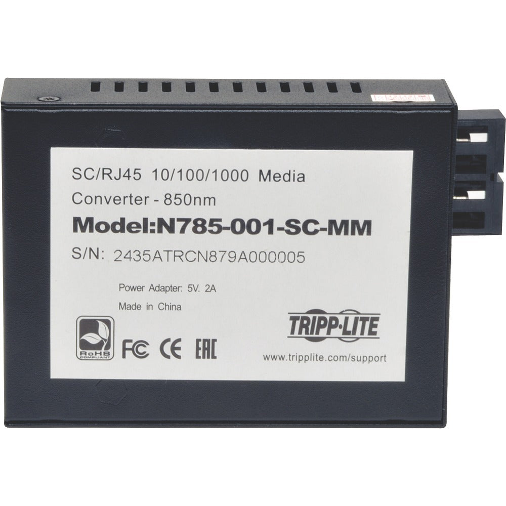Tripp Lite SC Multimode Fiber Media Converter Gigabit 10/100/1000 RJ45 550M 850nm - 1 x Network (RJ-45) - 10/100/1000Base-T, 1000Base-SX - Desktop - N785-001-SC-MM - eCommerce Business Prime