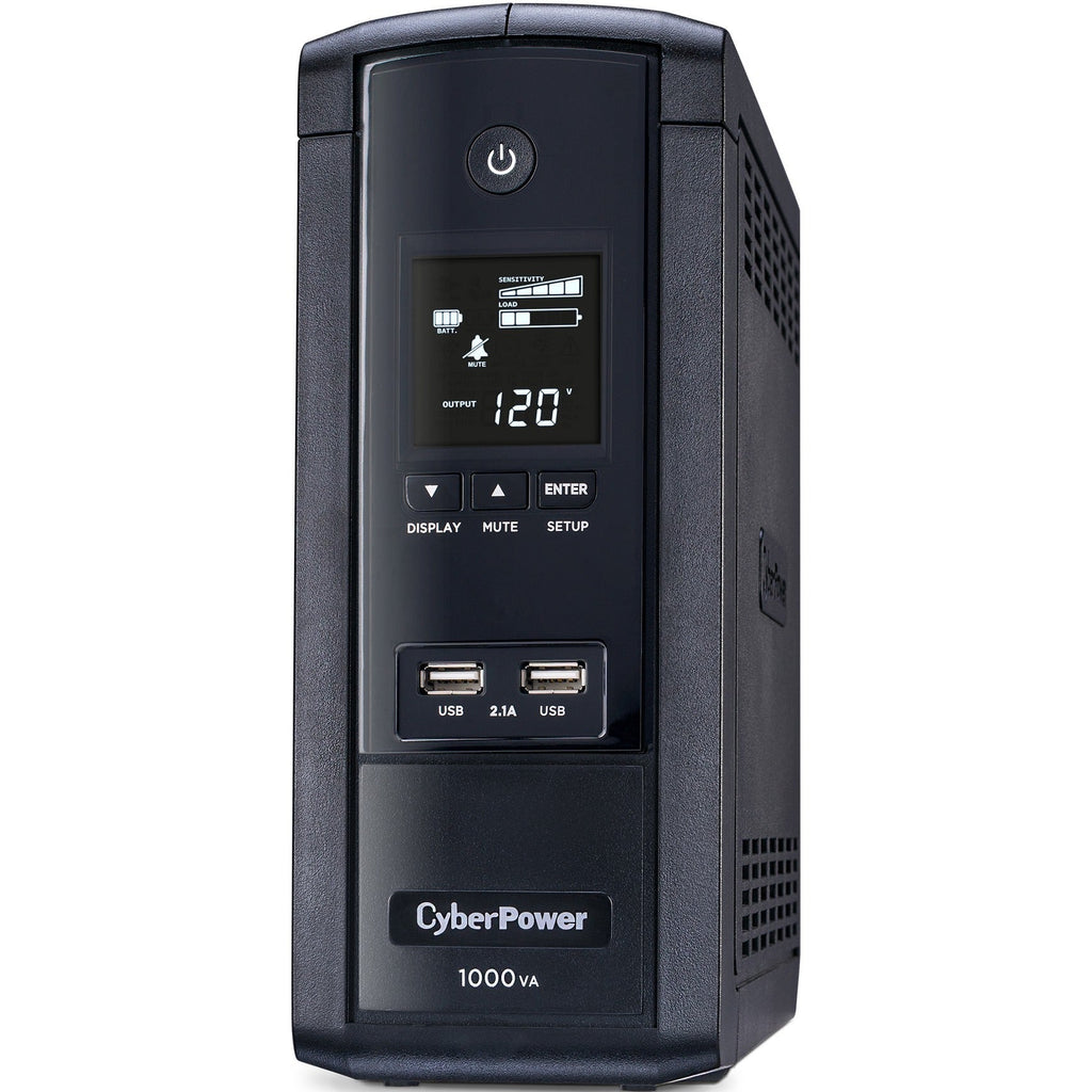 CyberPower BRG1000AVRLCD Intelligent LCD UPS Systems - 1000VA/600W, 120 VAC, NEMA 5-15P, Mini-Tower, 10 Outlets, LCD, PowerPanel&reg; Personal, $350000 CEG, 5YR Warranty - BRG1000AVRLCD - eCommerce Business Prime
