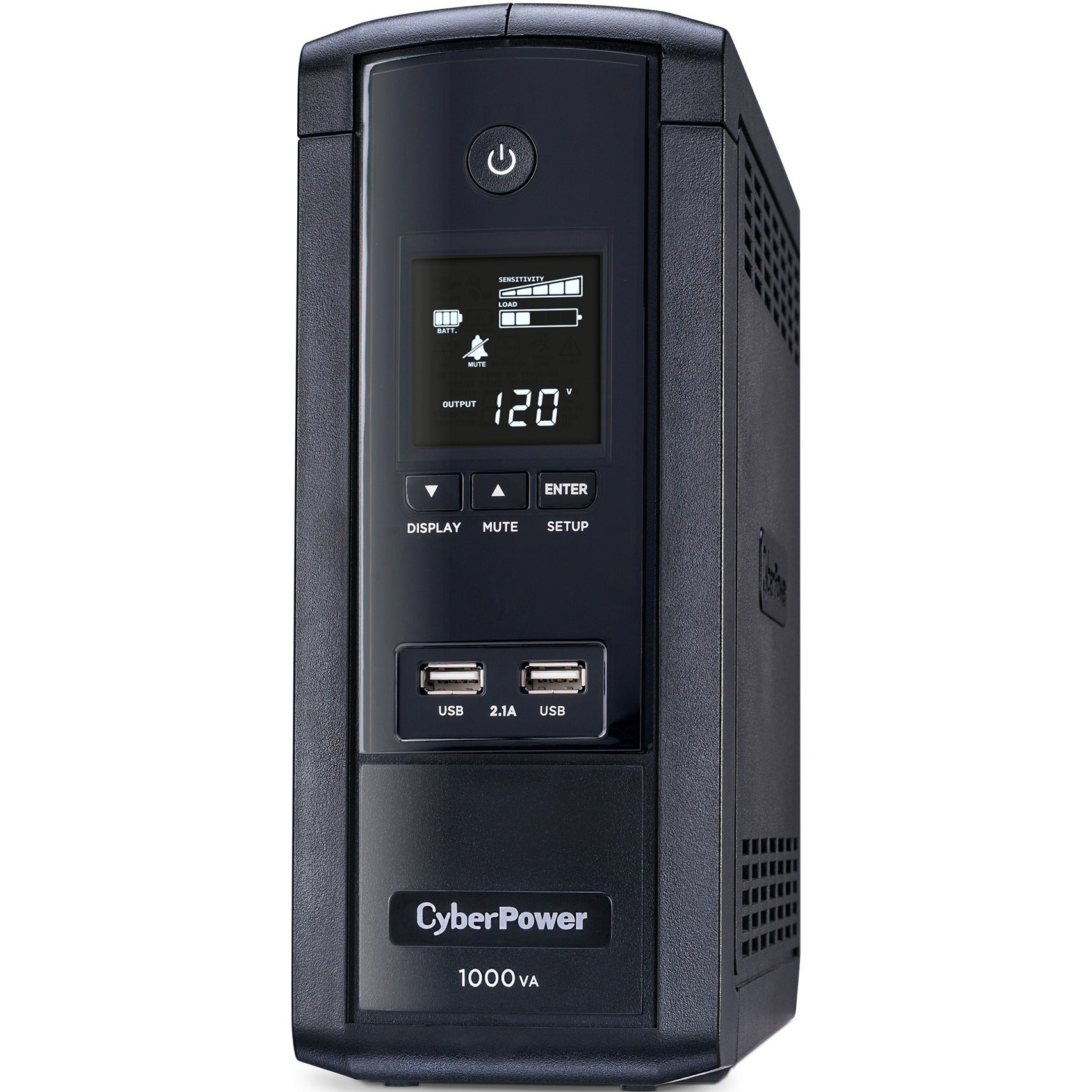 CyberPower BRG1000AVRLCD Intelligent LCD UPS Systems - 1000VA/600W, 120 VAC, NEMA 5-15P, Mini-Tower, 10 Outlets, LCD, PowerPanel&reg; Personal, $350000 CEG, 5YR Warranty - BRG1000AVRLCD - eCommerce Business Prime