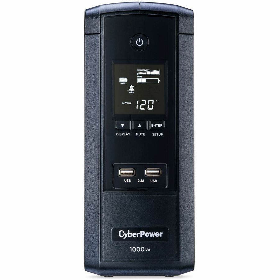 CyberPower BRG1000AVRLCD Intelligent LCD UPS Systems - 1000VA/600W, 120 VAC, NEMA 5-15P, Mini-Tower, 10 Outlets, LCD, PowerPanel&reg; Personal, $350000 CEG, 5YR Warranty - BRG1000AVRLCD - eCommerce Business Prime