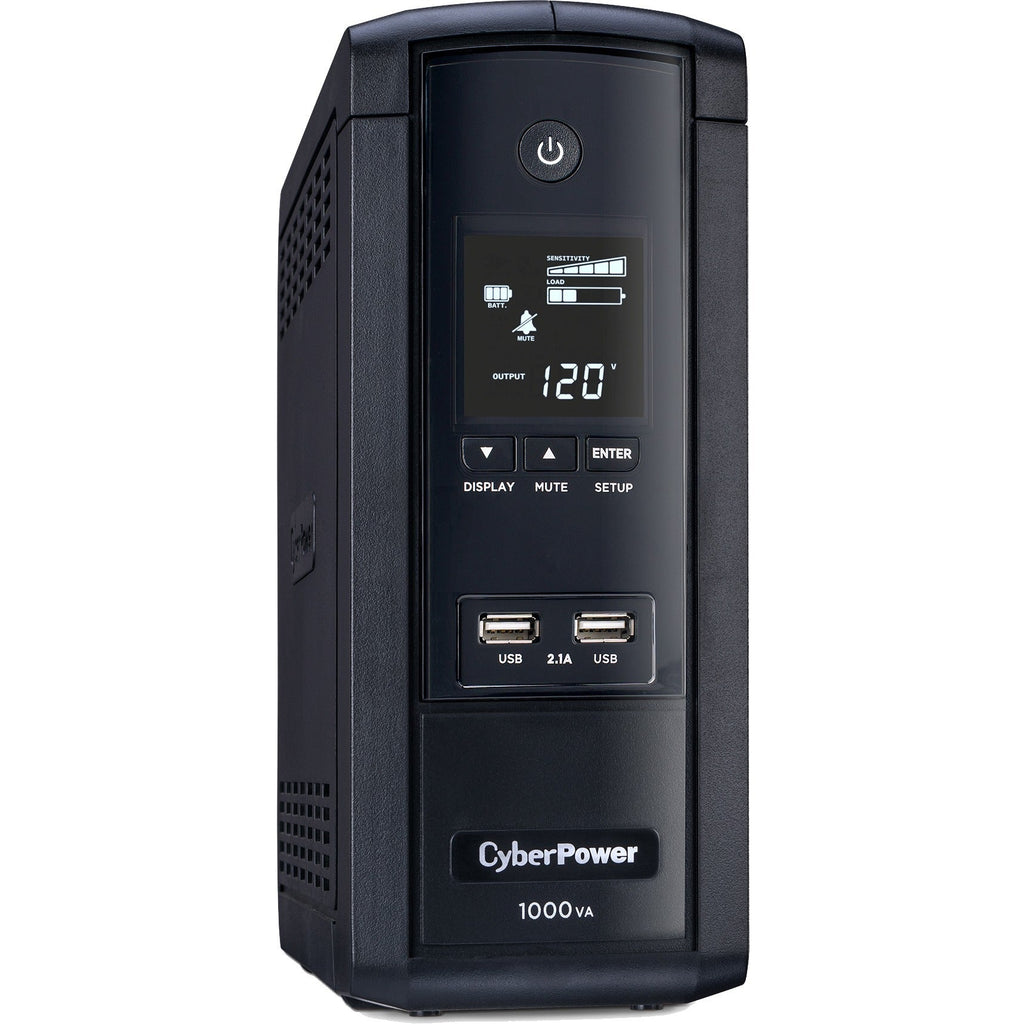 CyberPower BRG1000AVRLCD Intelligent LCD UPS Systems - 1000VA/600W, 120 VAC, NEMA 5-15P, Mini-Tower, 10 Outlets, LCD, PowerPanel&reg; Personal, $350000 CEG, 5YR Warranty - BRG1000AVRLCD - eCommerce Business Prime