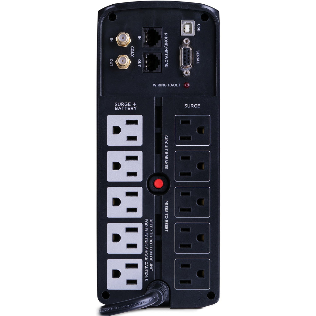 CyberPower BRG1000AVRLCD Intelligent LCD UPS Systems - 1000VA/600W, 120 VAC, NEMA 5-15P, Mini-Tower, 10 Outlets, LCD, PowerPanel&reg; Personal, $350000 CEG, 5YR Warranty - BRG1000AVRLCD - eCommerce Business Prime