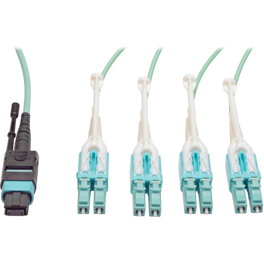 Tripp Lite 2M Fiber Optic Fan-out Cable Push / Pull Tab MTP/MPO to 8 x LC 40Gbase OM3 Plenum Aqua 6ft 6' 2 Meter - 6.60 ft Fiber Optic Network Cable for Network Device - First End: MTP Network - Secon...  - N844-02M-8LC-PT - eCommerce Business Prime